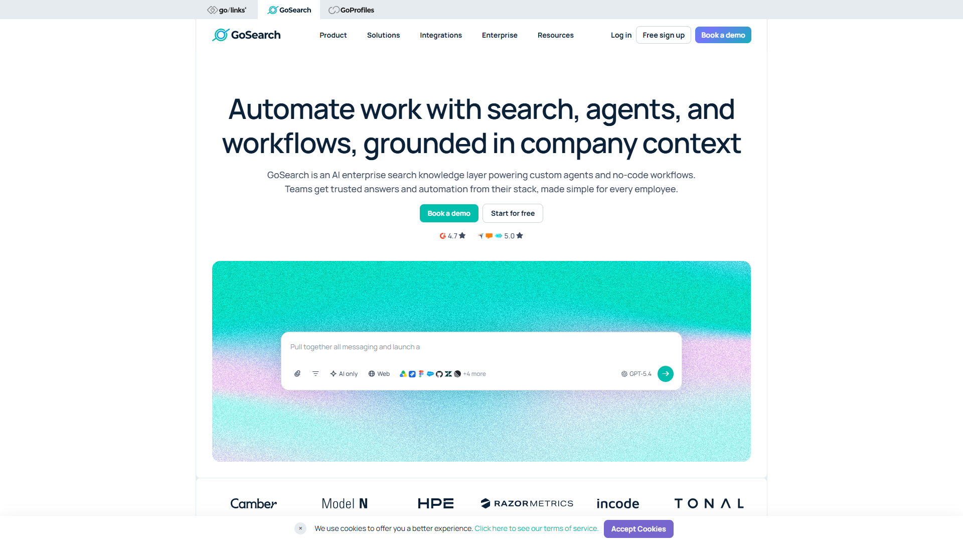 GoSearch product screenshot