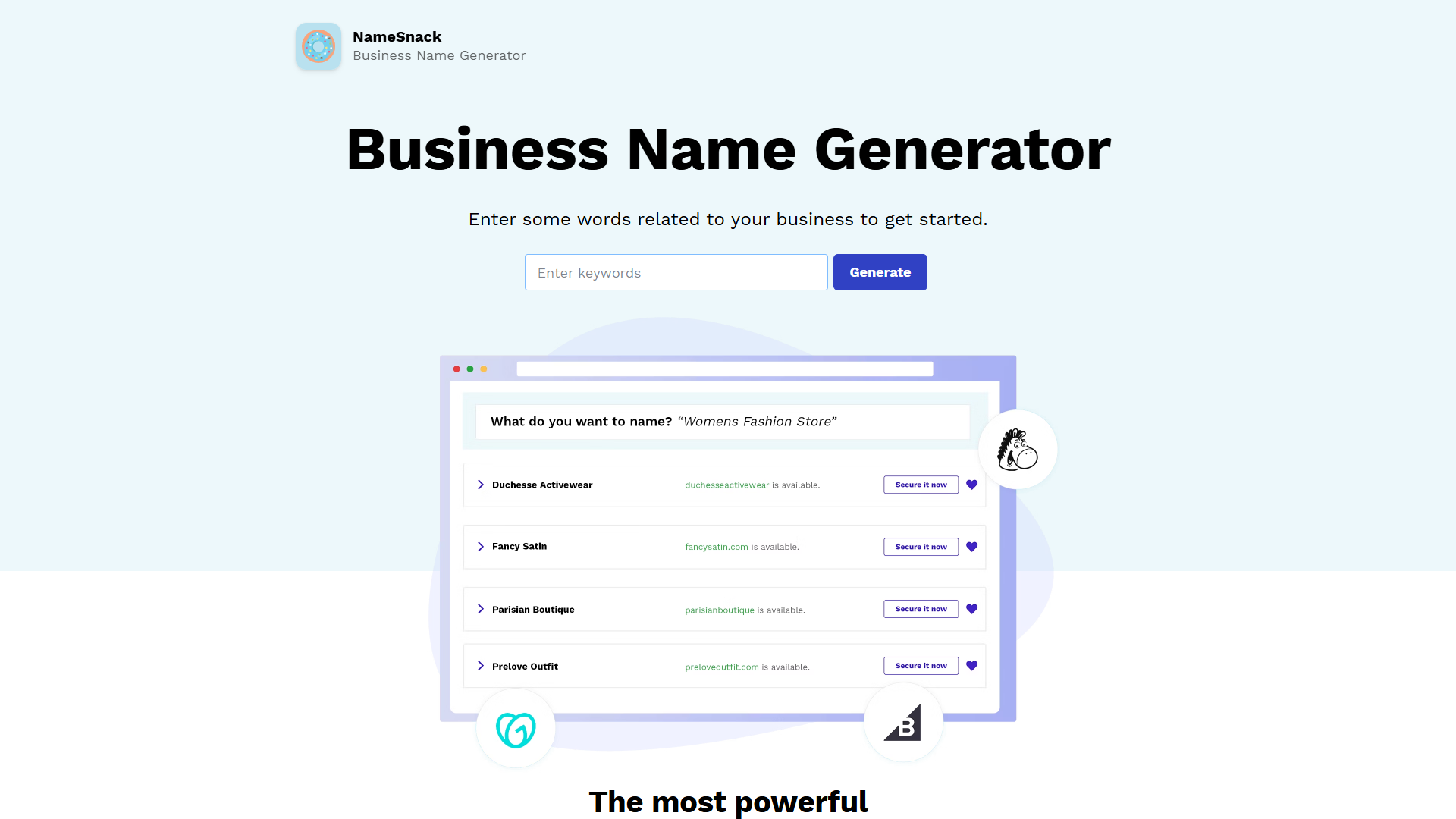 NameSnack product screenshot