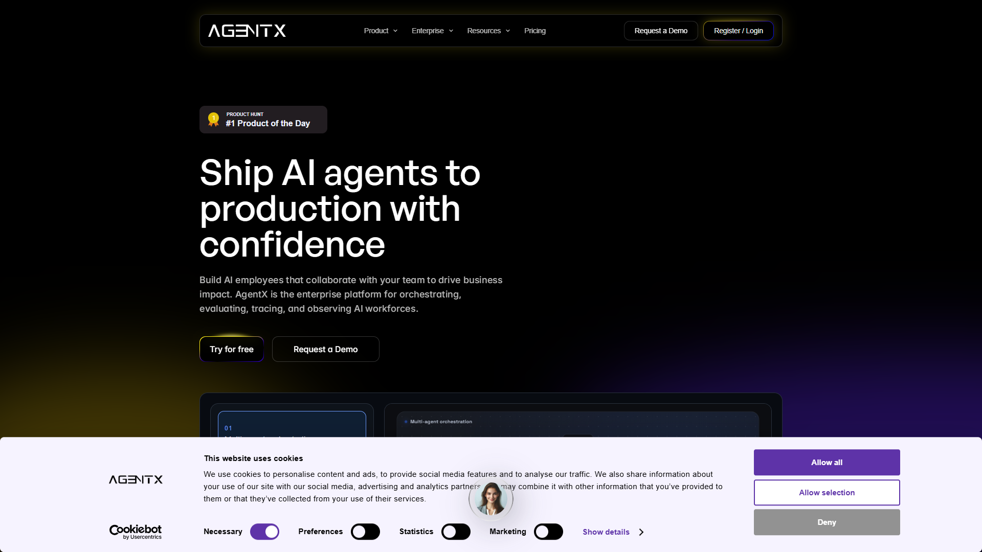 AgentX product screenshot