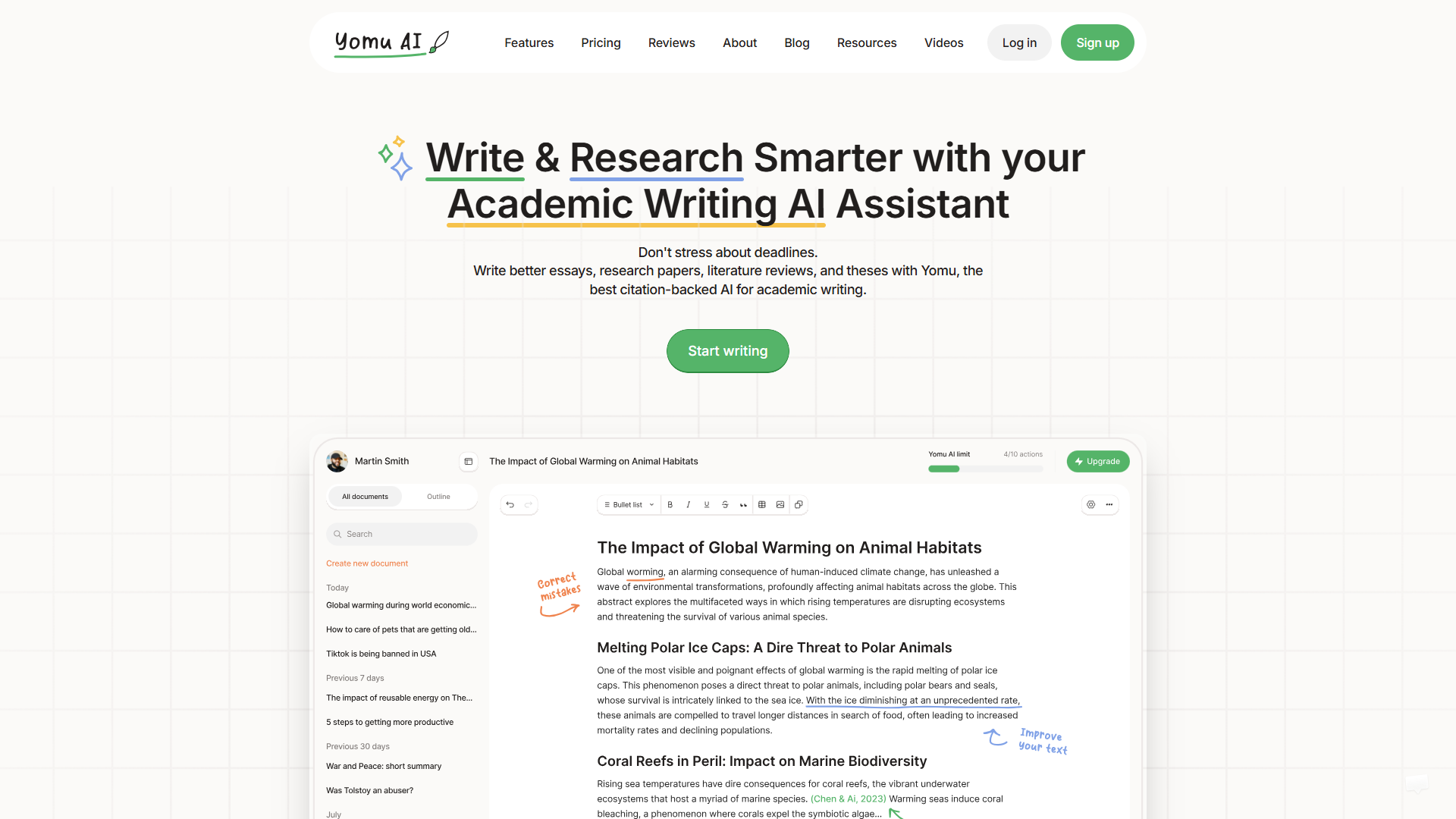 Yomu AI product screenshot