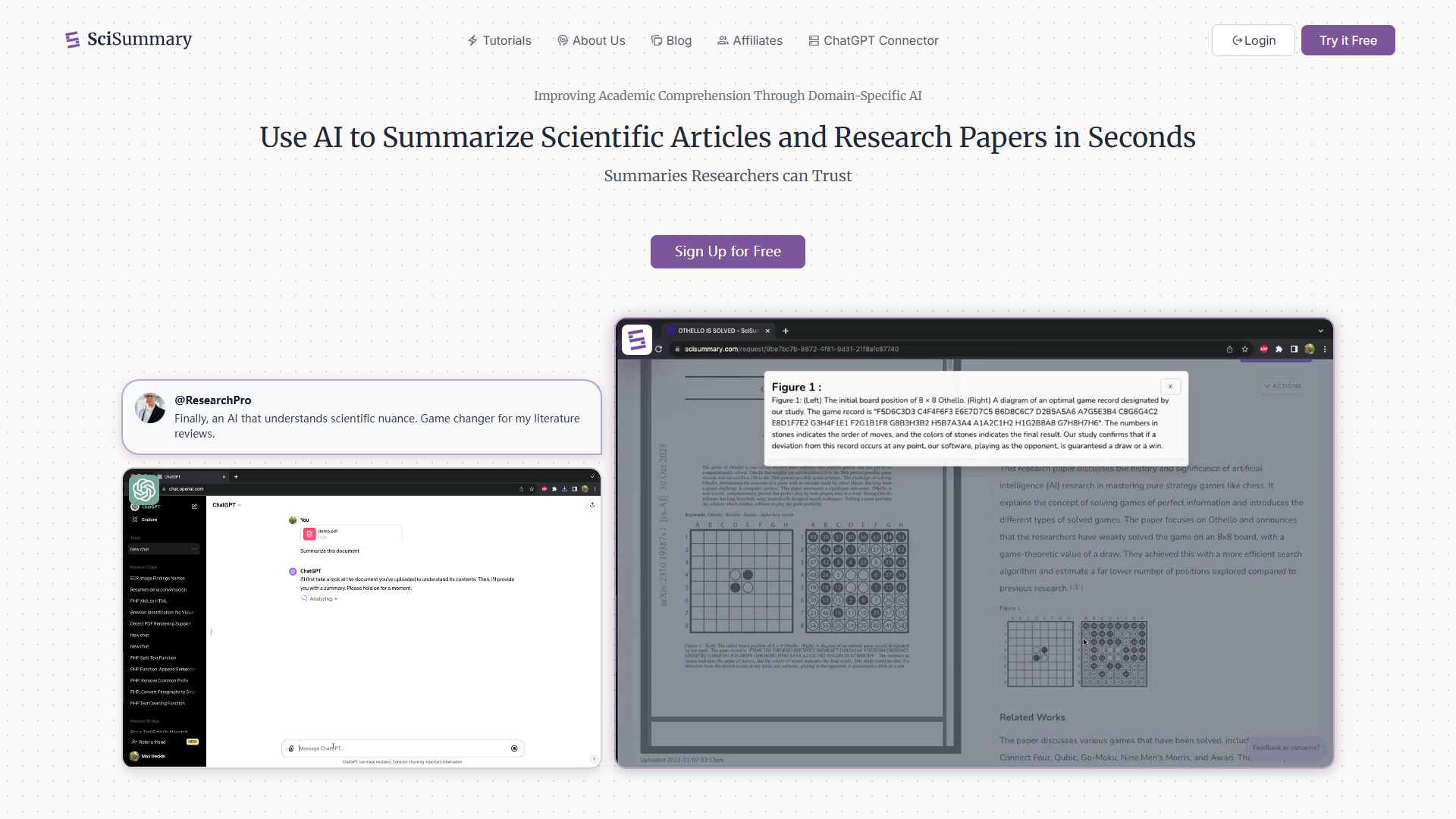 SciSummary product screenshot