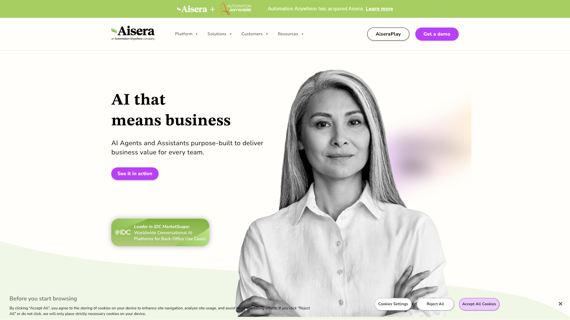 Aisera product screenshot