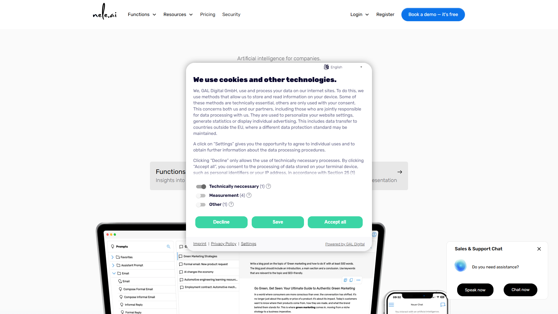 nele.ai product screenshot