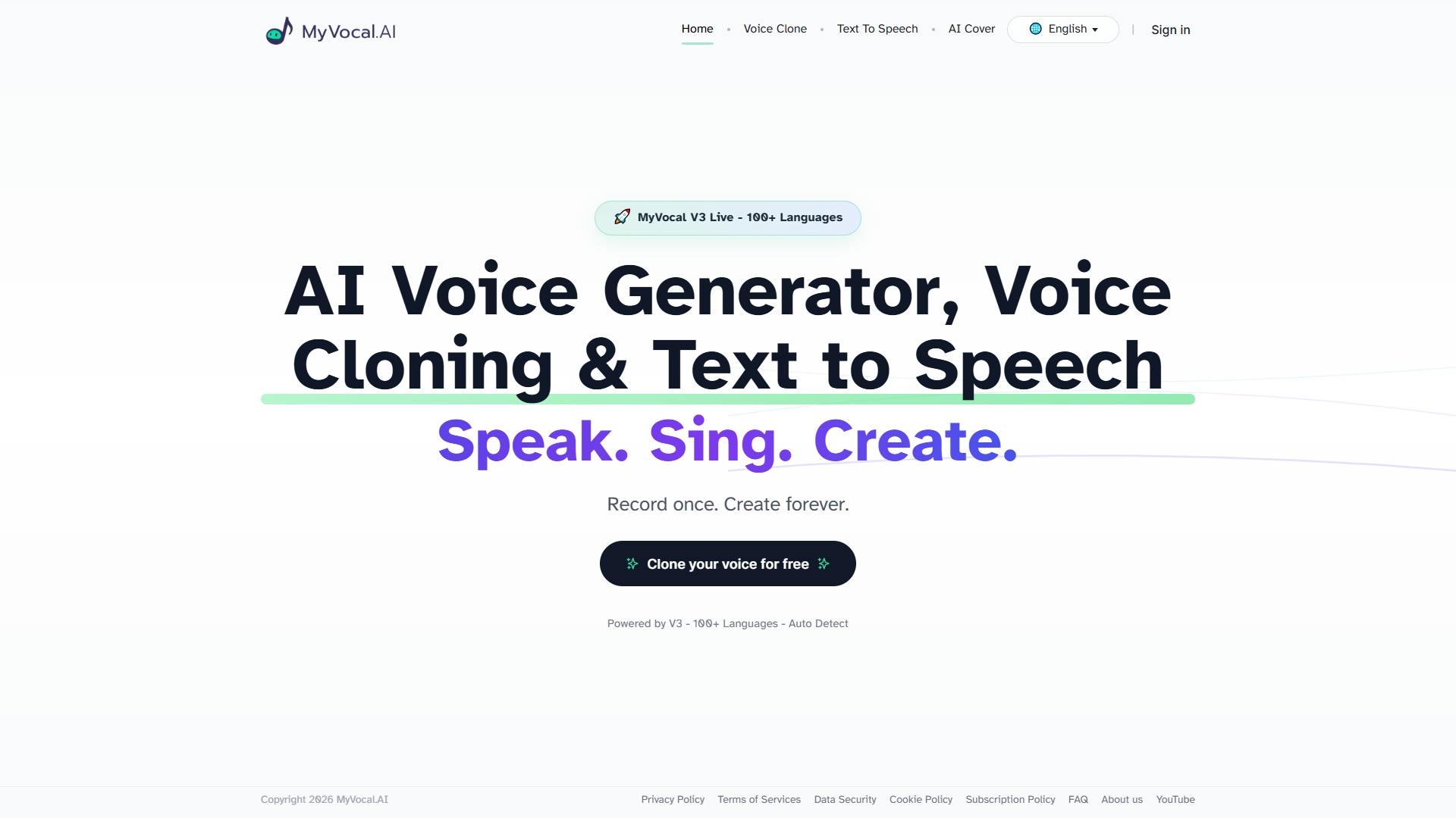 MyVocal AI product screenshot