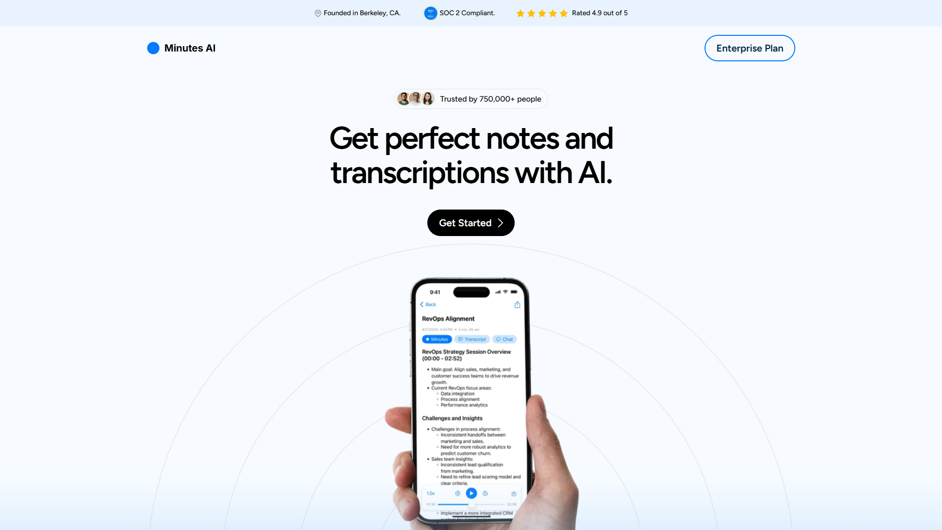 Minutes product screenshot