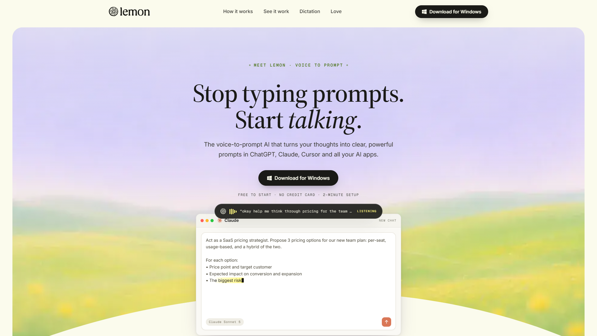 Lemon product screenshot