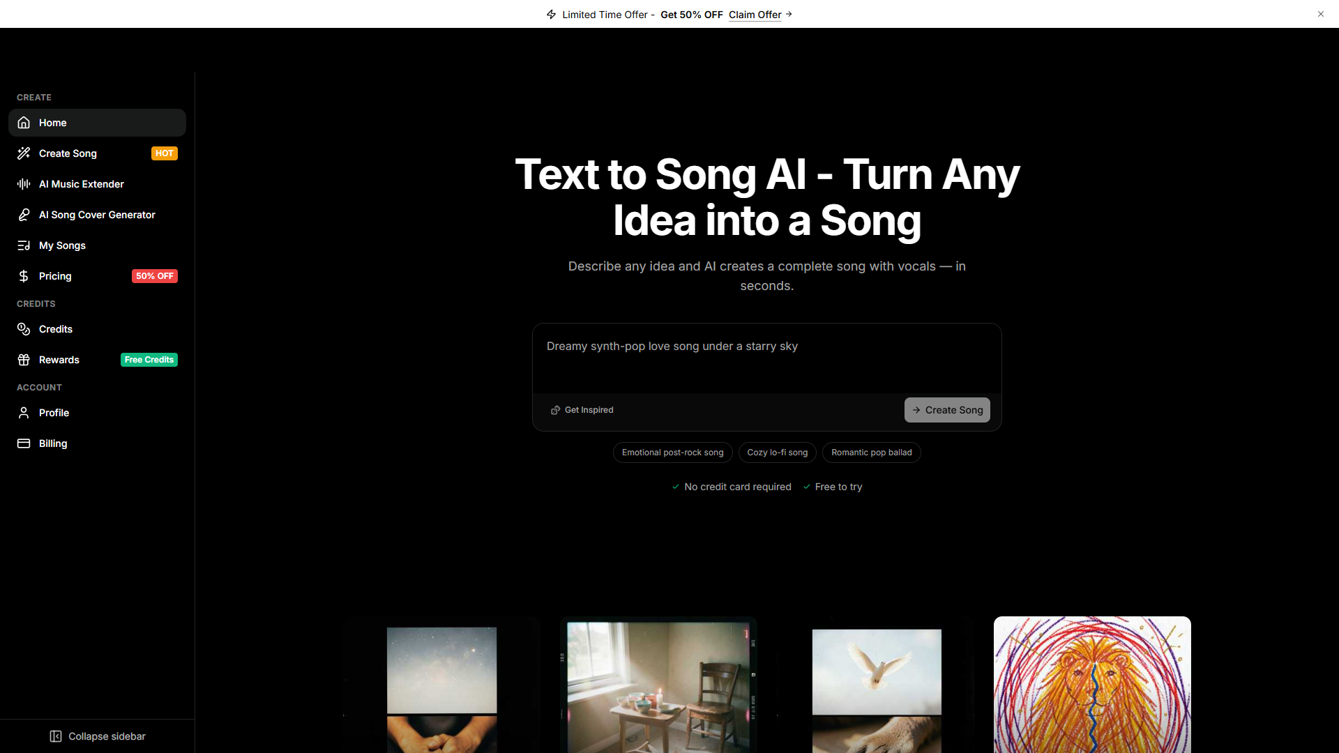 Text to Song AI product screenshot