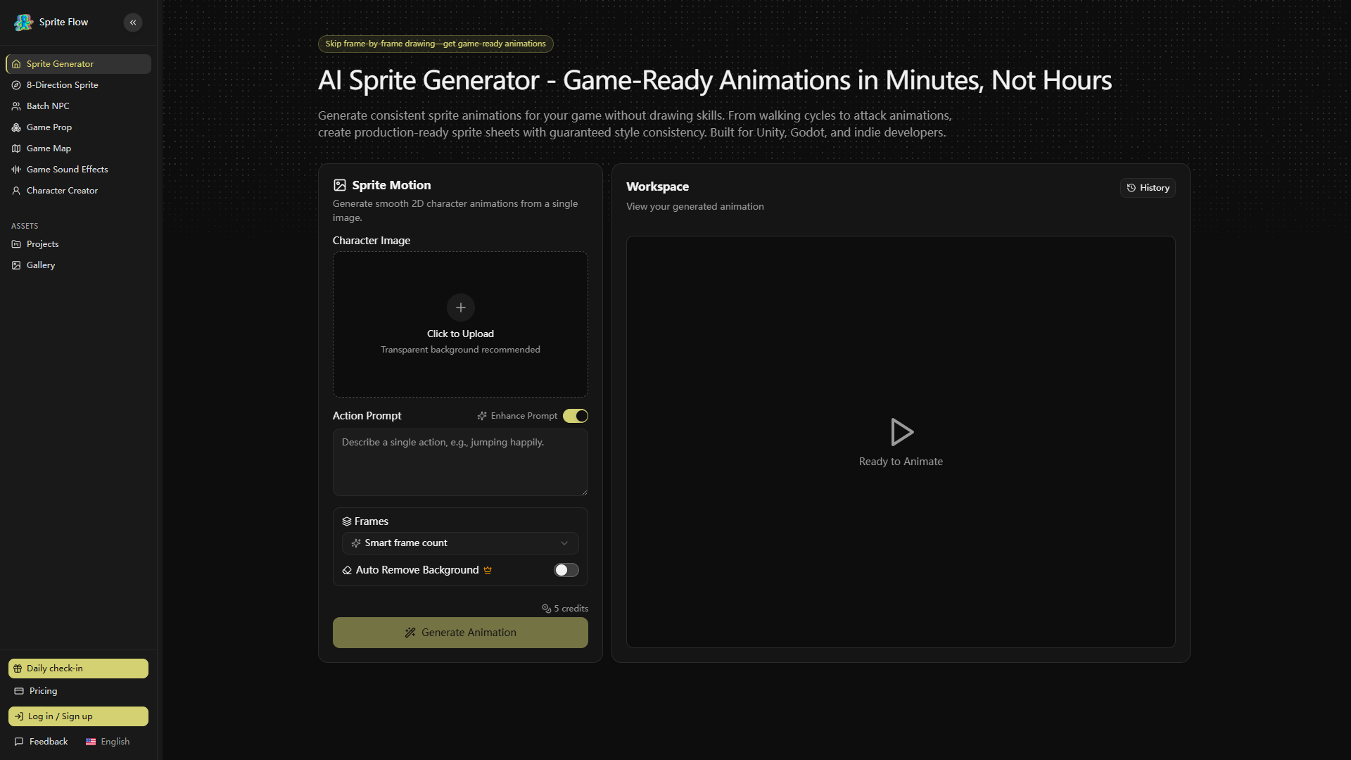 SpriteFlow product screenshot