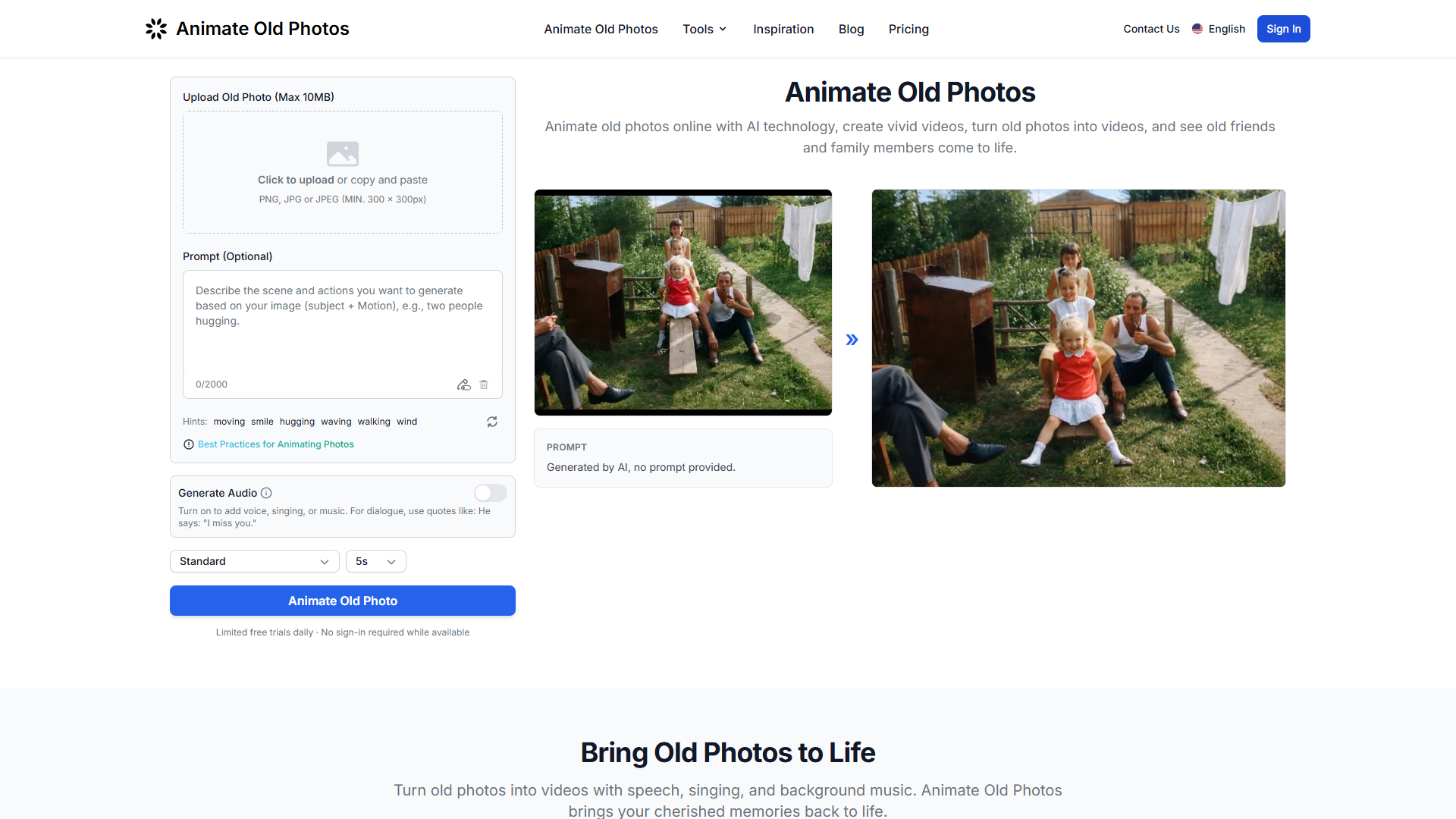 Animate Old Photos product screenshot