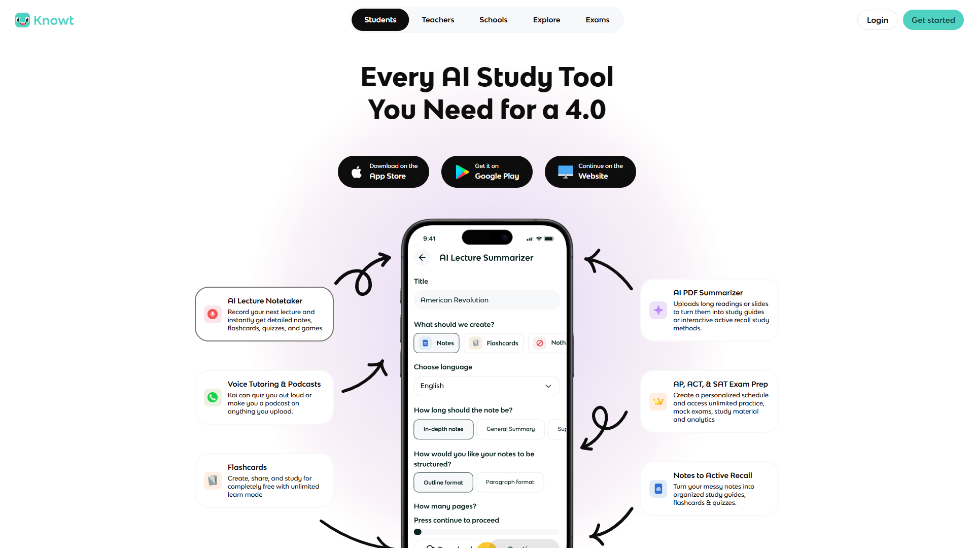 Knowt product screenshot