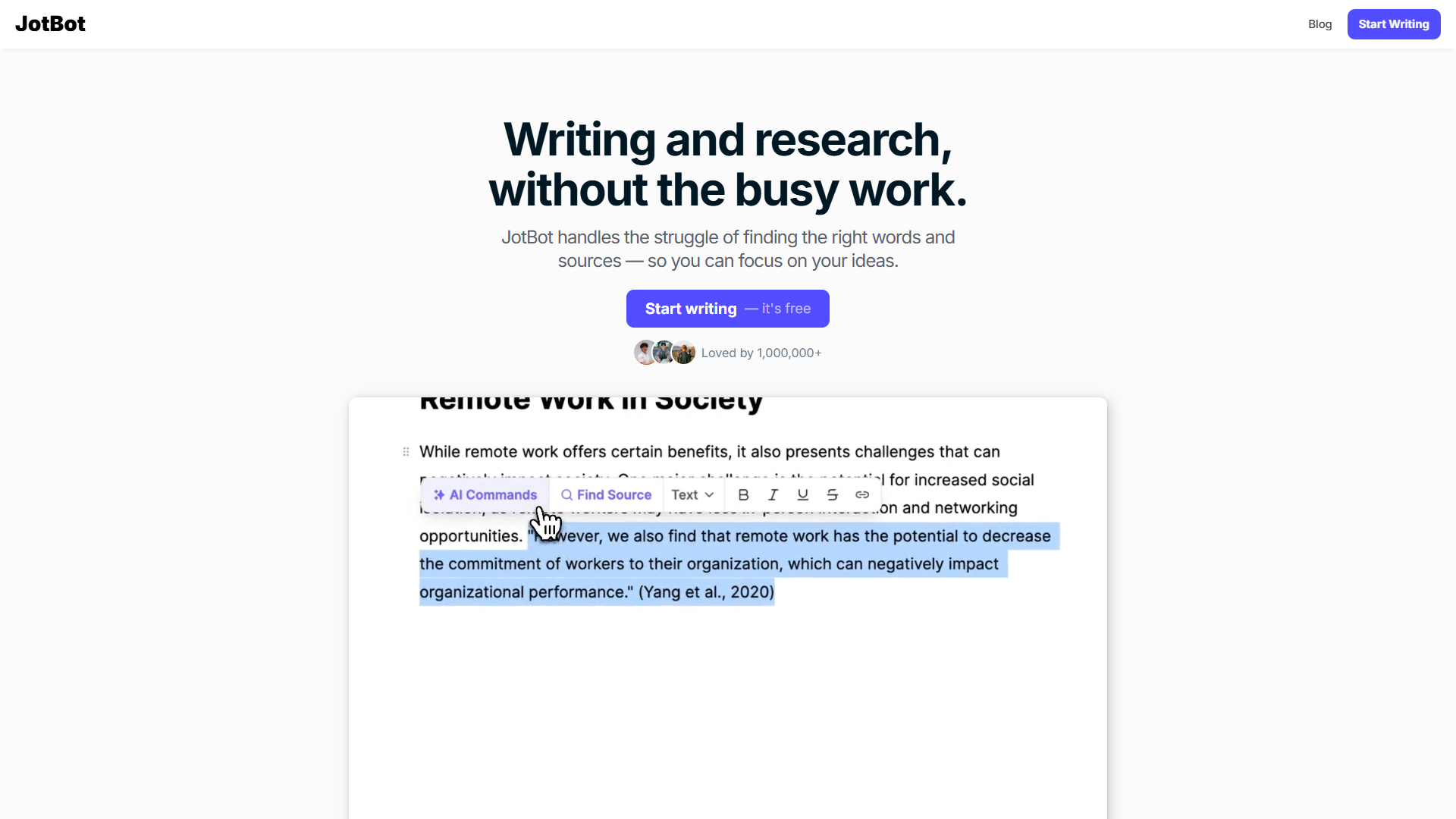 JotBot product screenshot