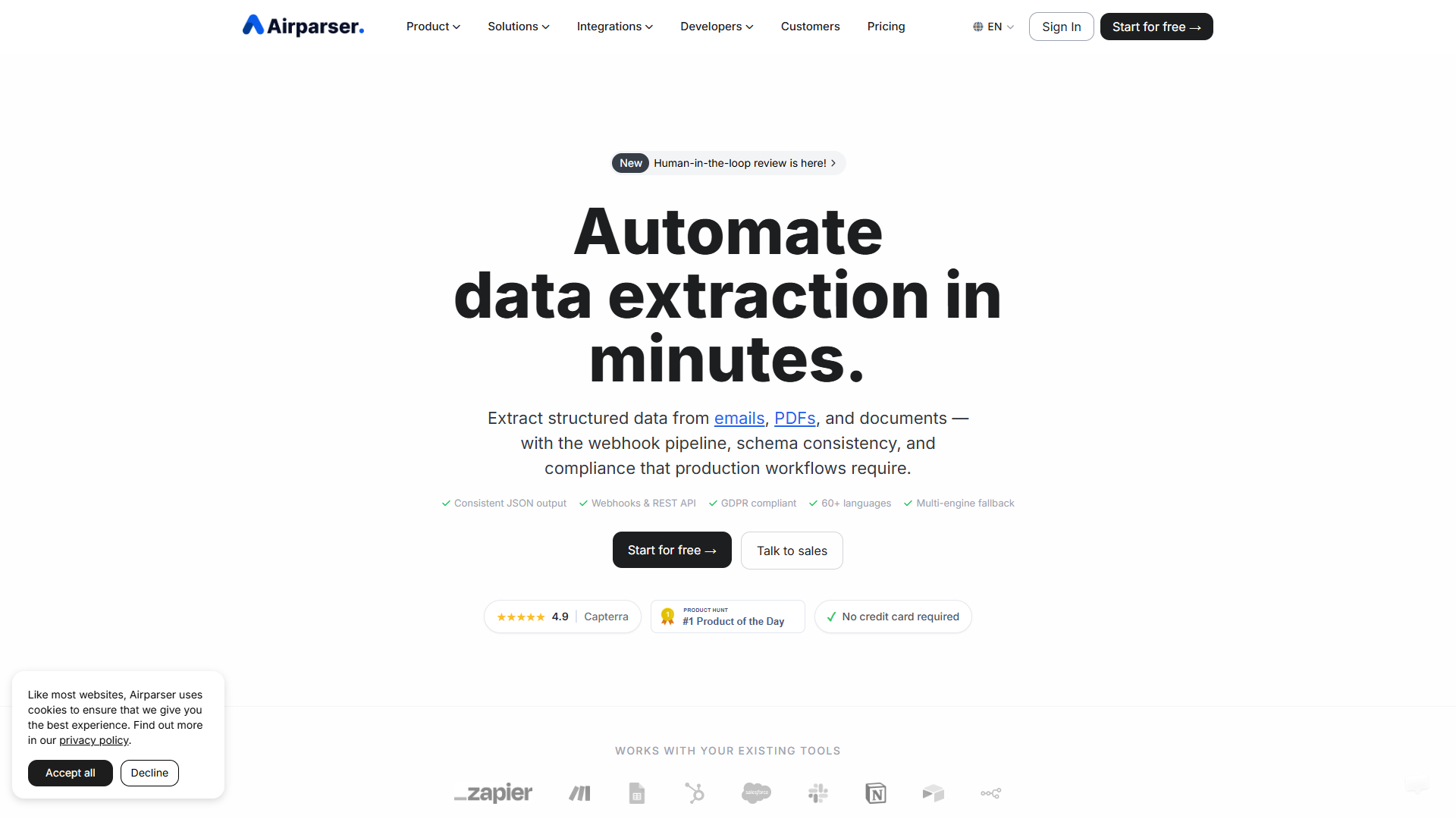 Airparser product screenshot