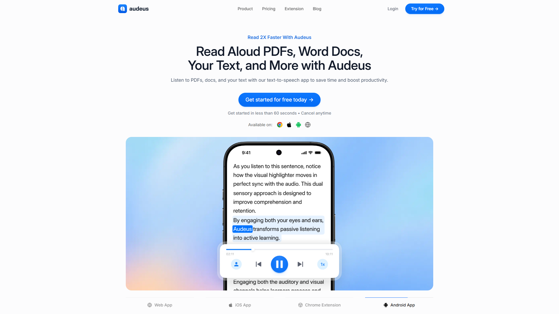 Audeus product screenshot