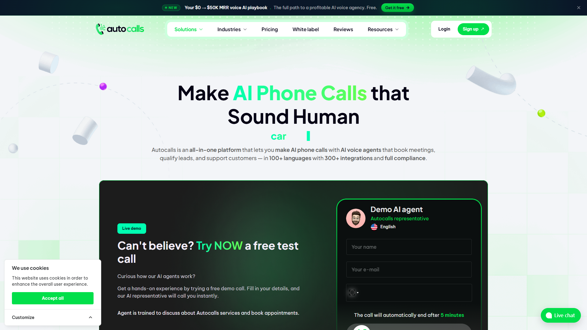 Autocalls product screenshot