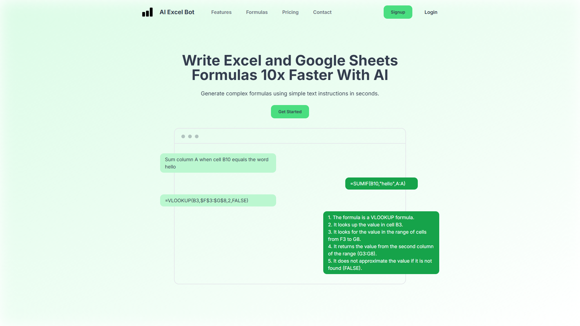 AI Excel Bot product screenshot