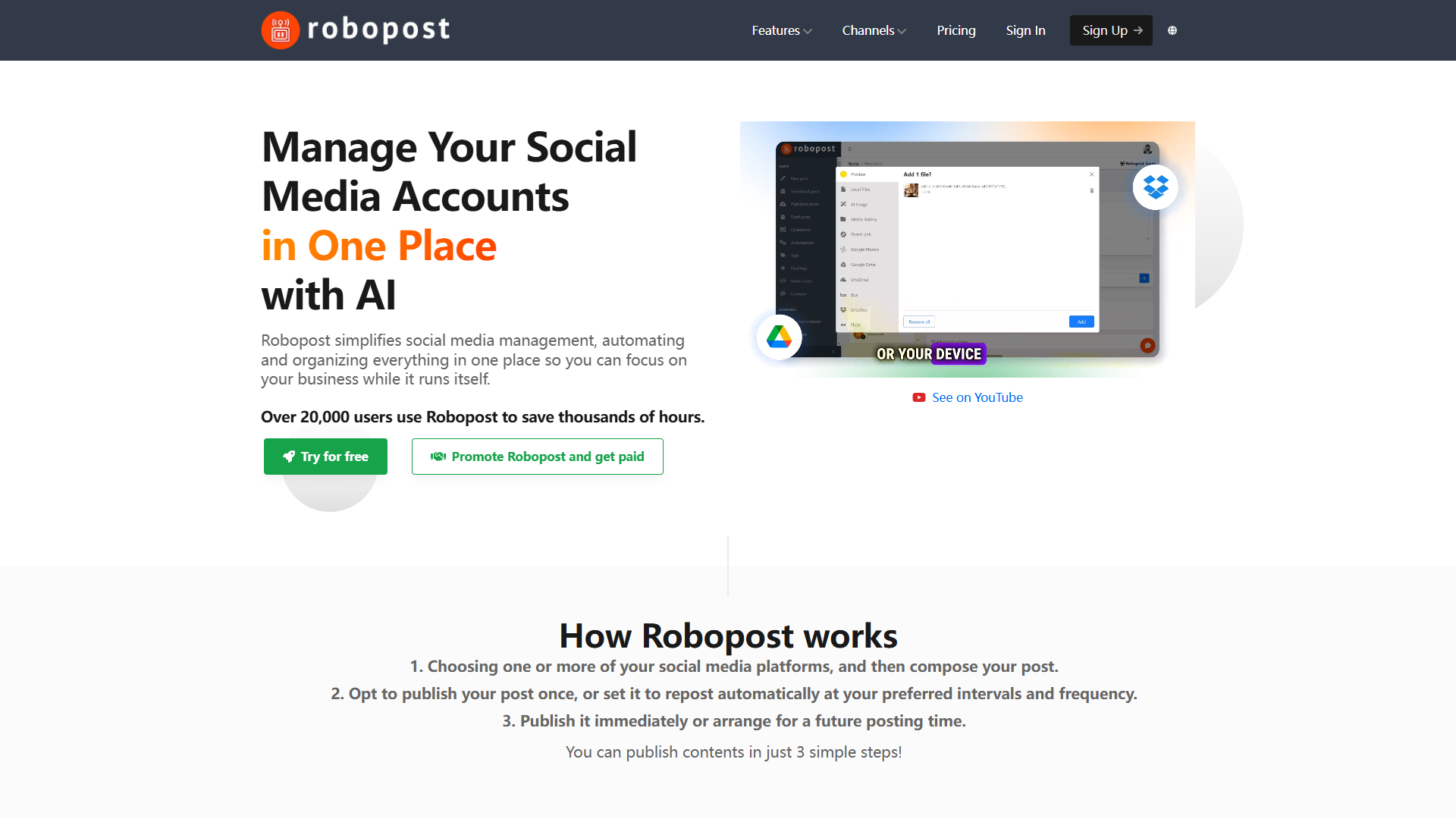 Robopost product screenshot