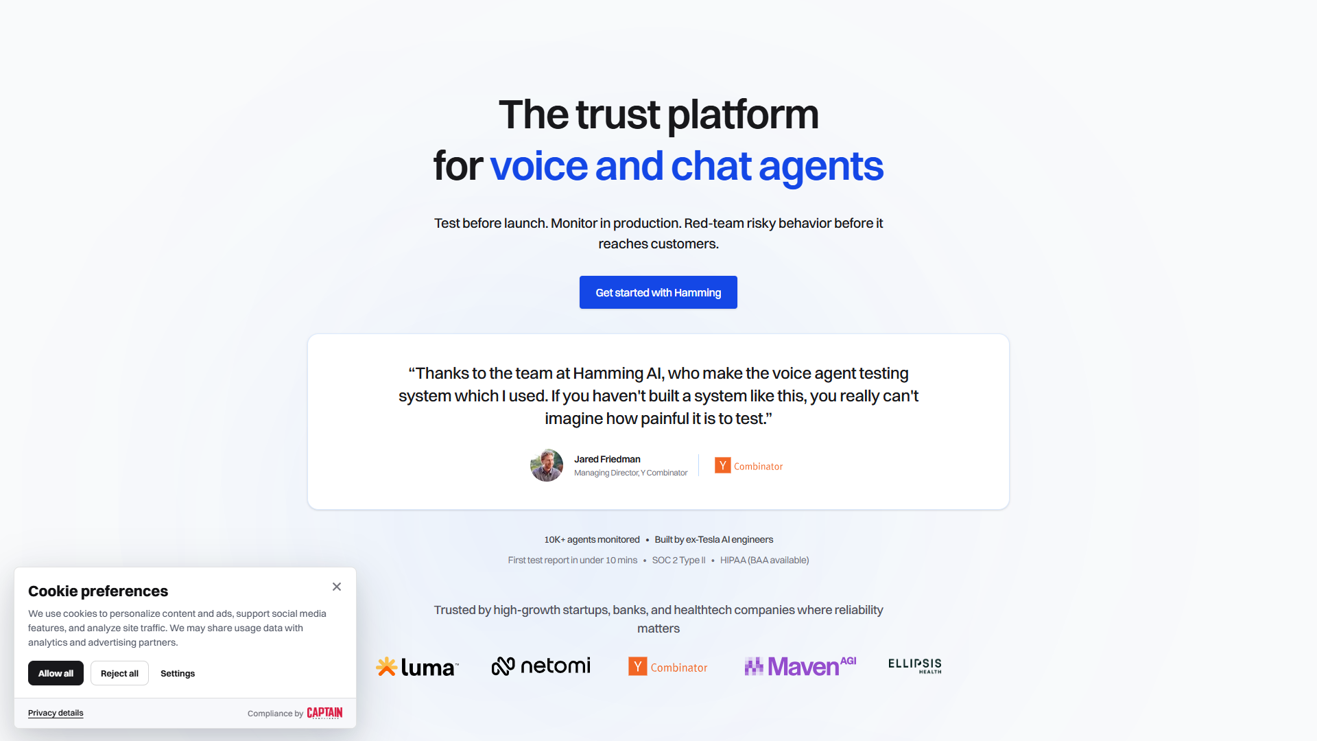 Hamming AI product screenshot