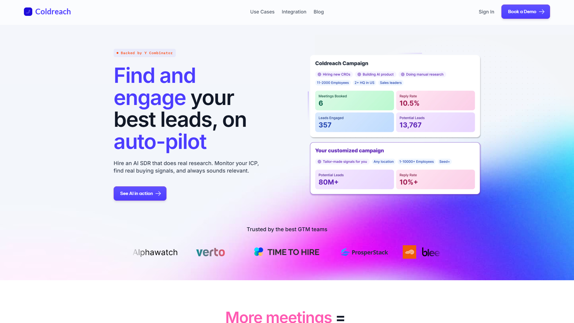 Coldreach product screenshot