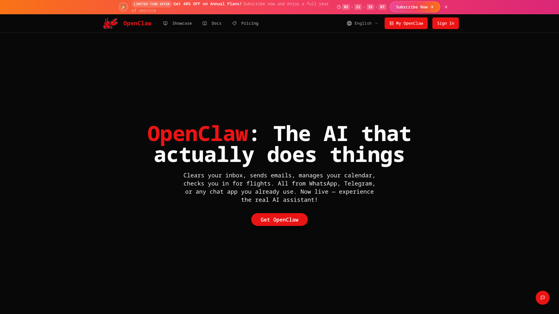 OpenClaw product screenshot