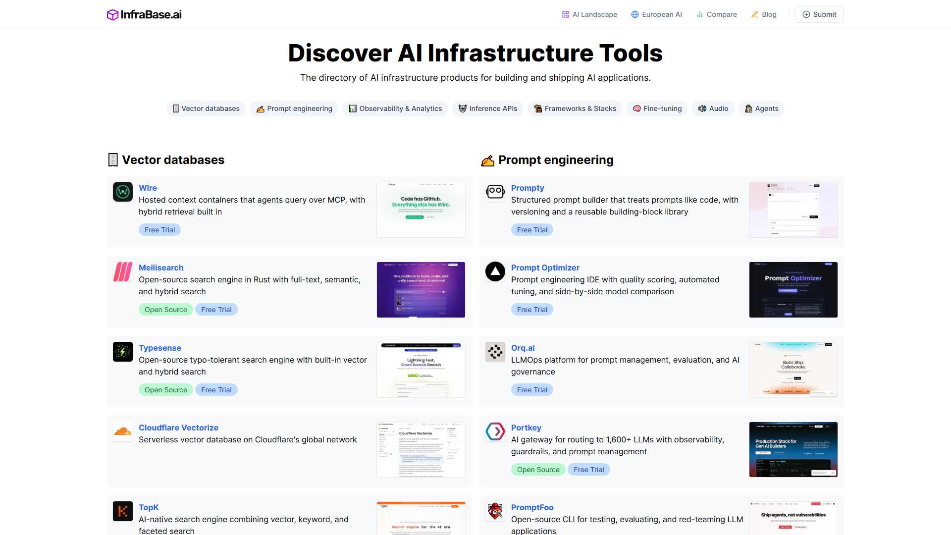 Infrabase product screenshot