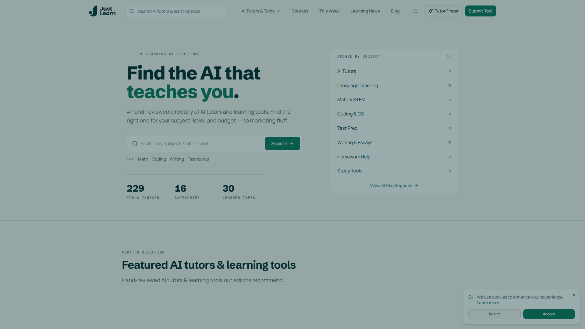 Just Learn product screenshot