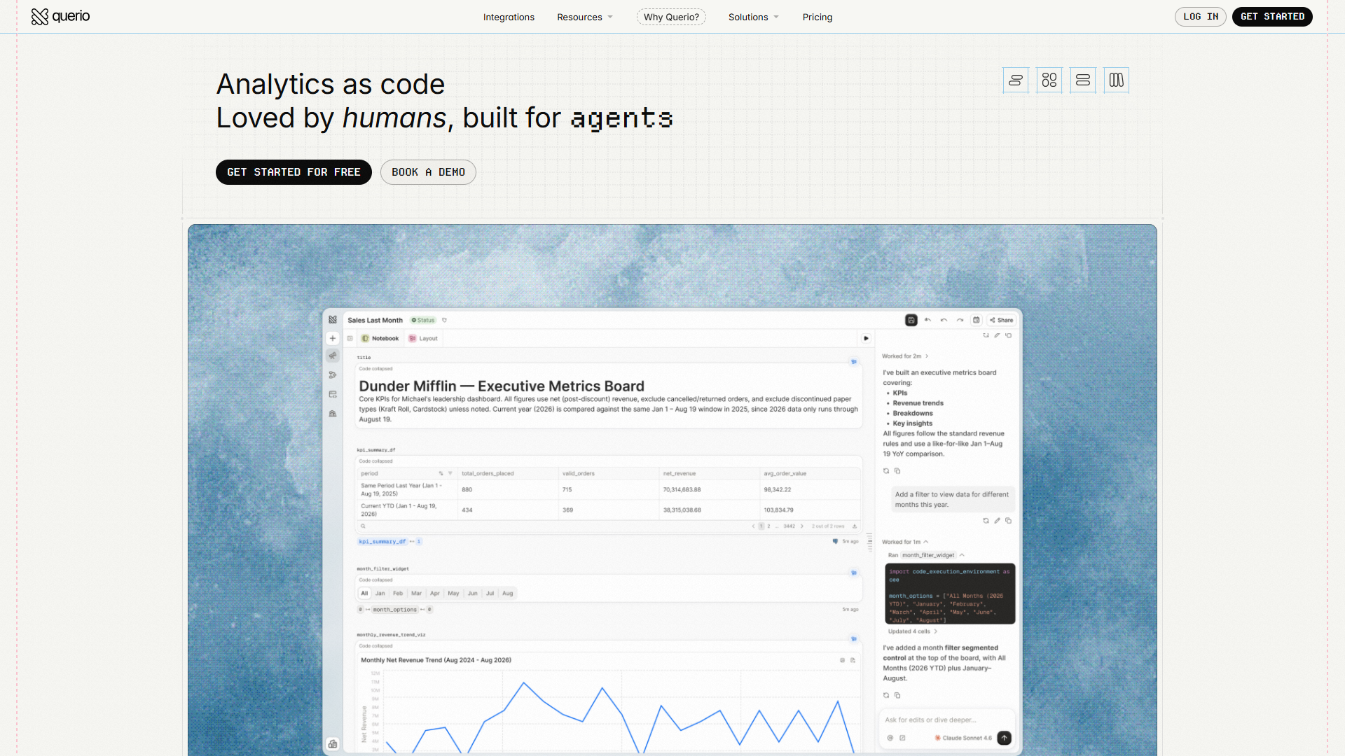 Querio product screenshot