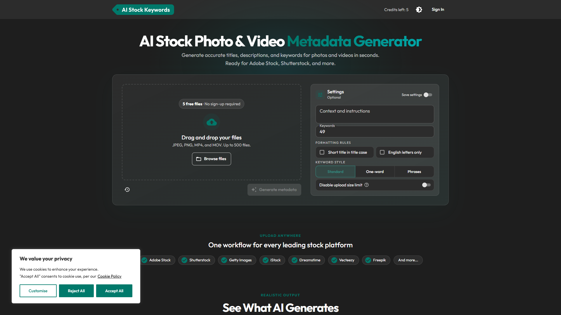 AI Stock Keywords product screenshot