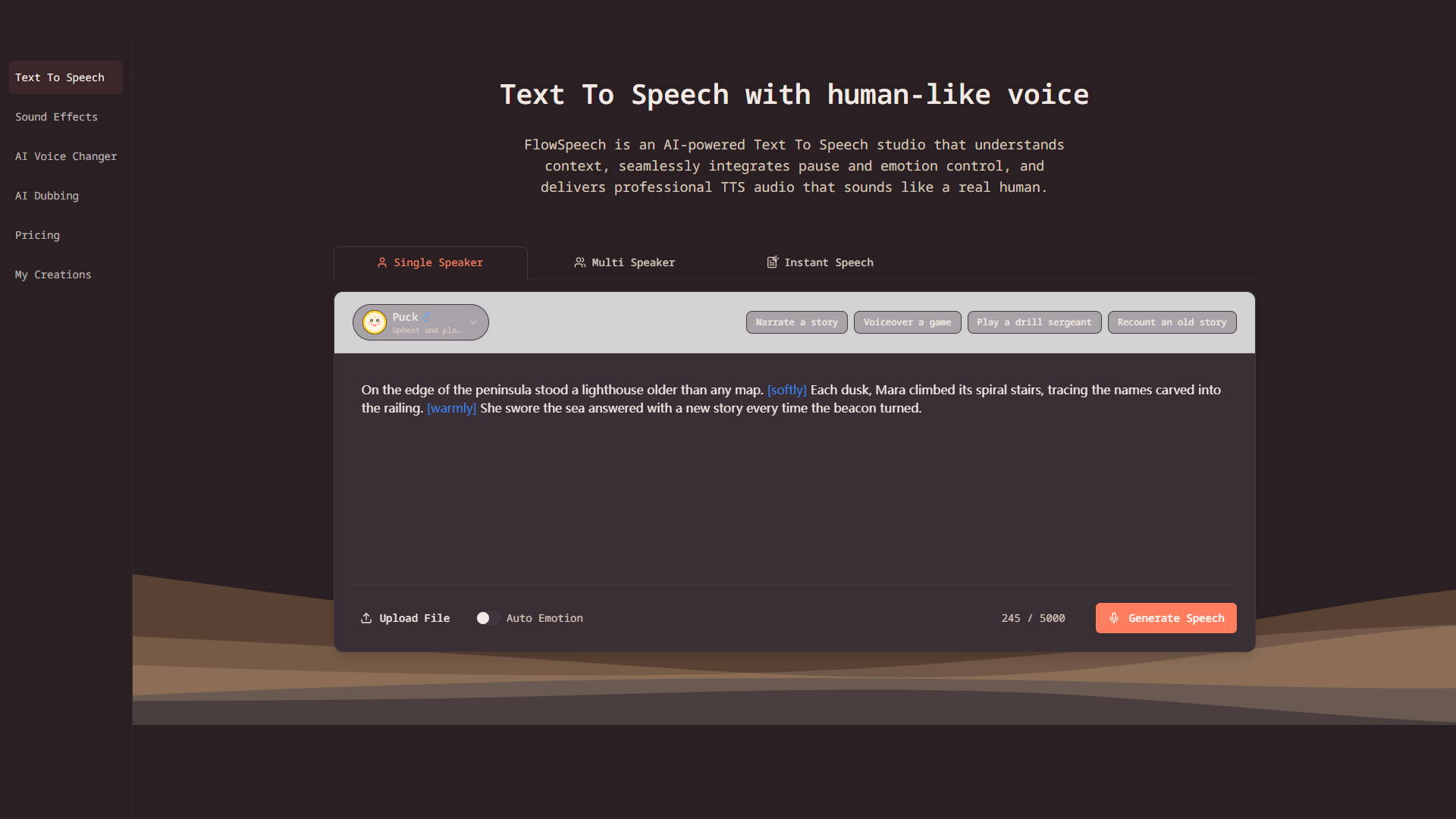 FlowSpeech product screenshot