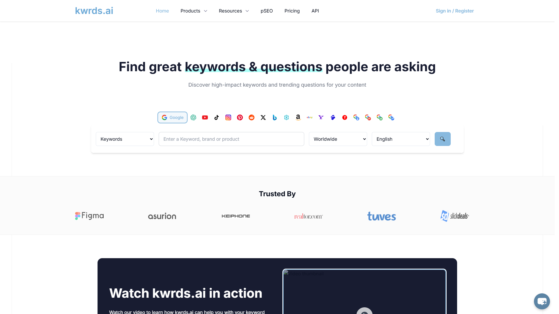 KWRDS.ai product screenshot