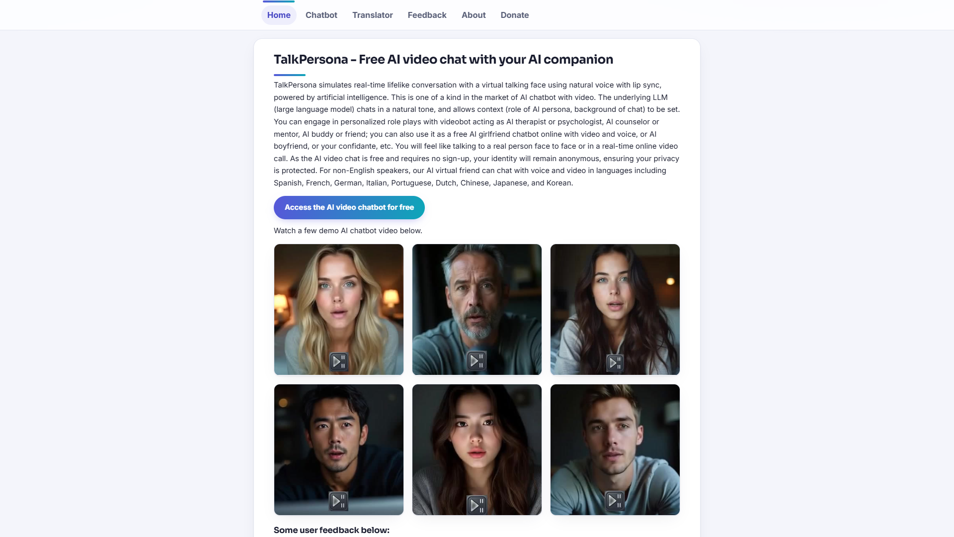 TalkPersona product screenshot