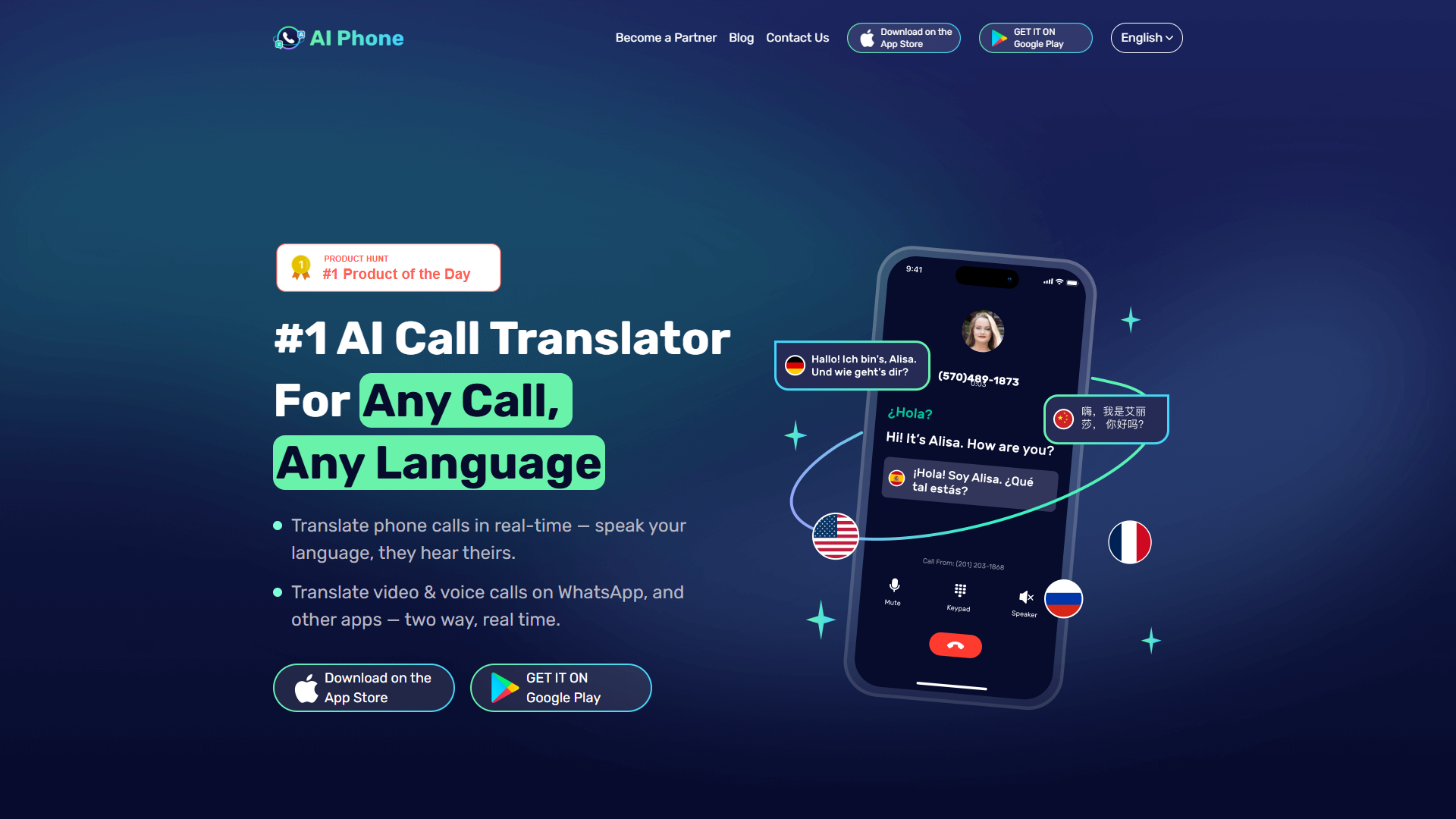 AI Phone Call Translator product screenshot