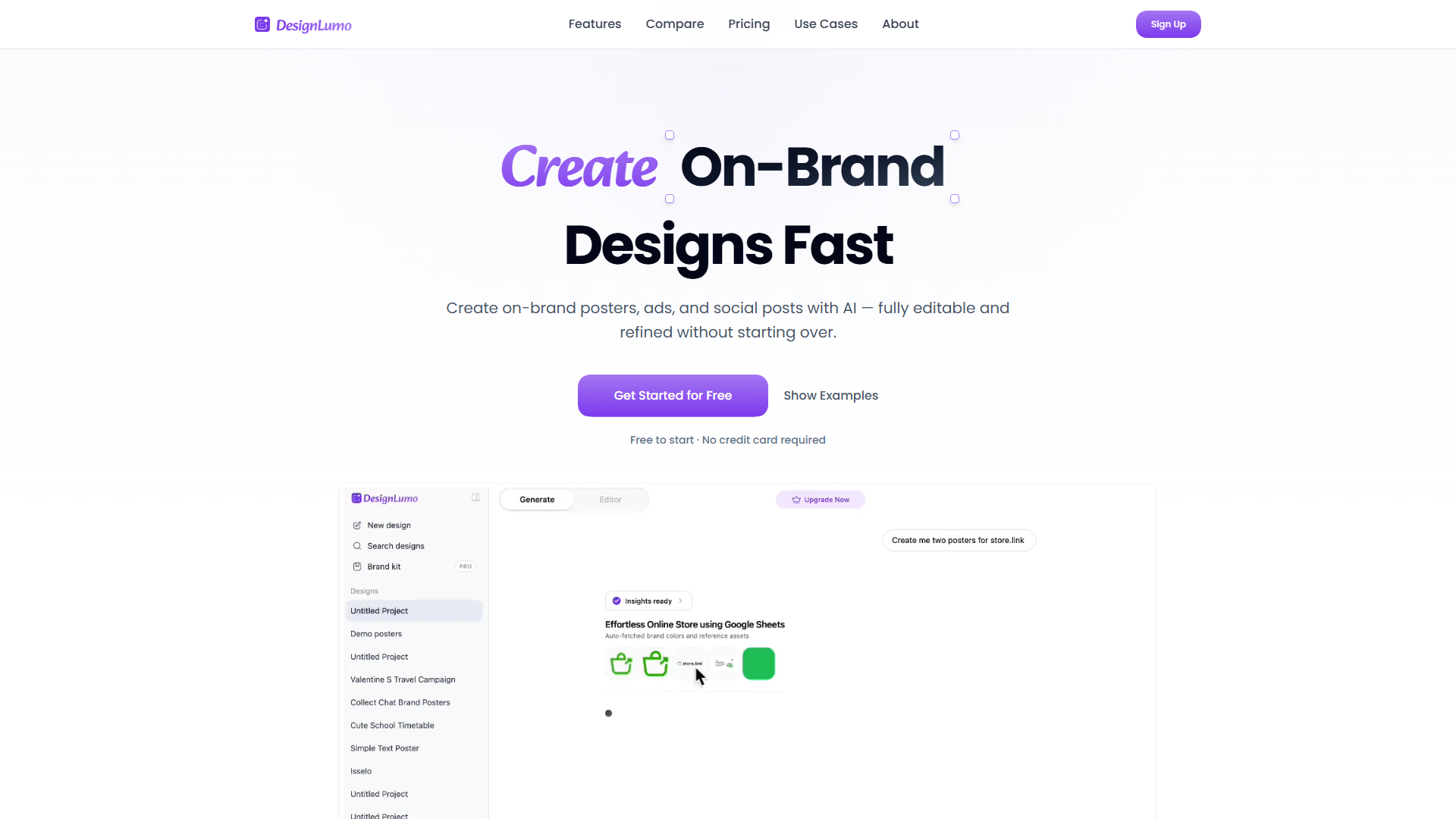 DesignLumo product screenshot