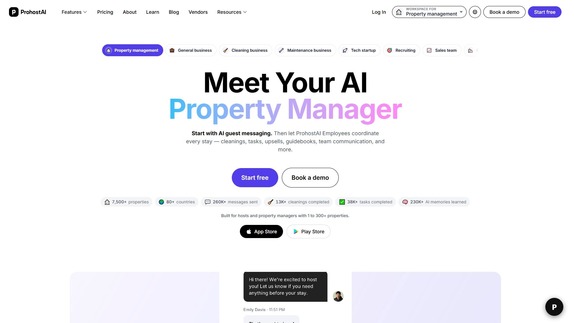 ProhostAI product screenshot