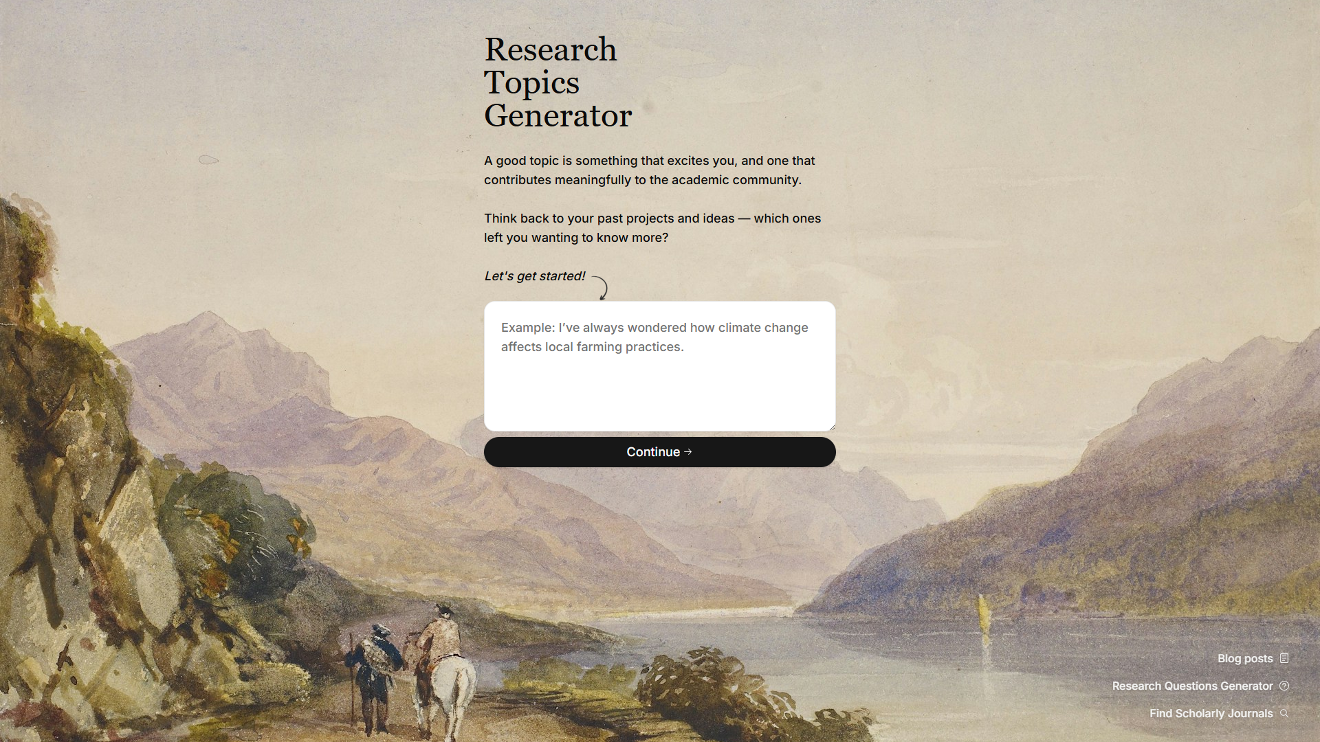 Research Topics Generator product screenshot