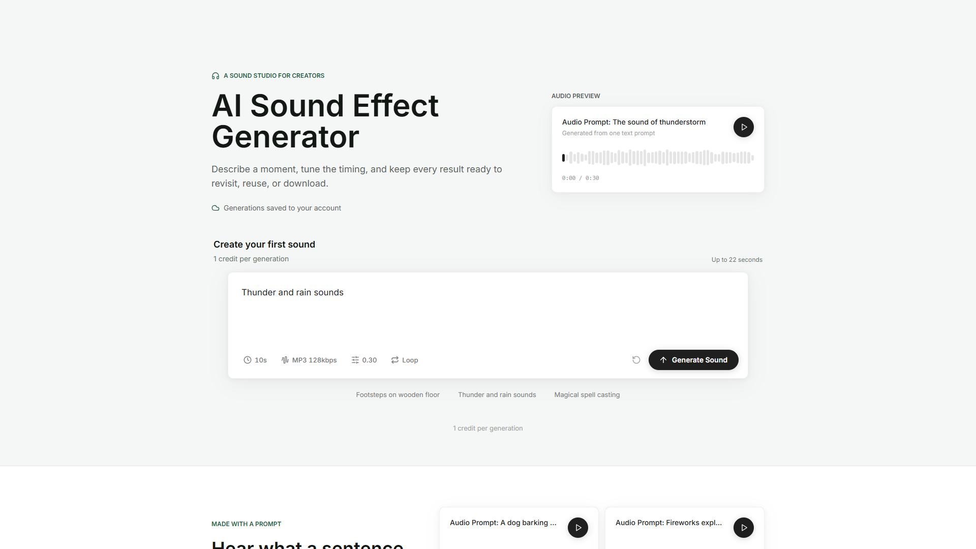AI Sound Effect Generator product screenshot
