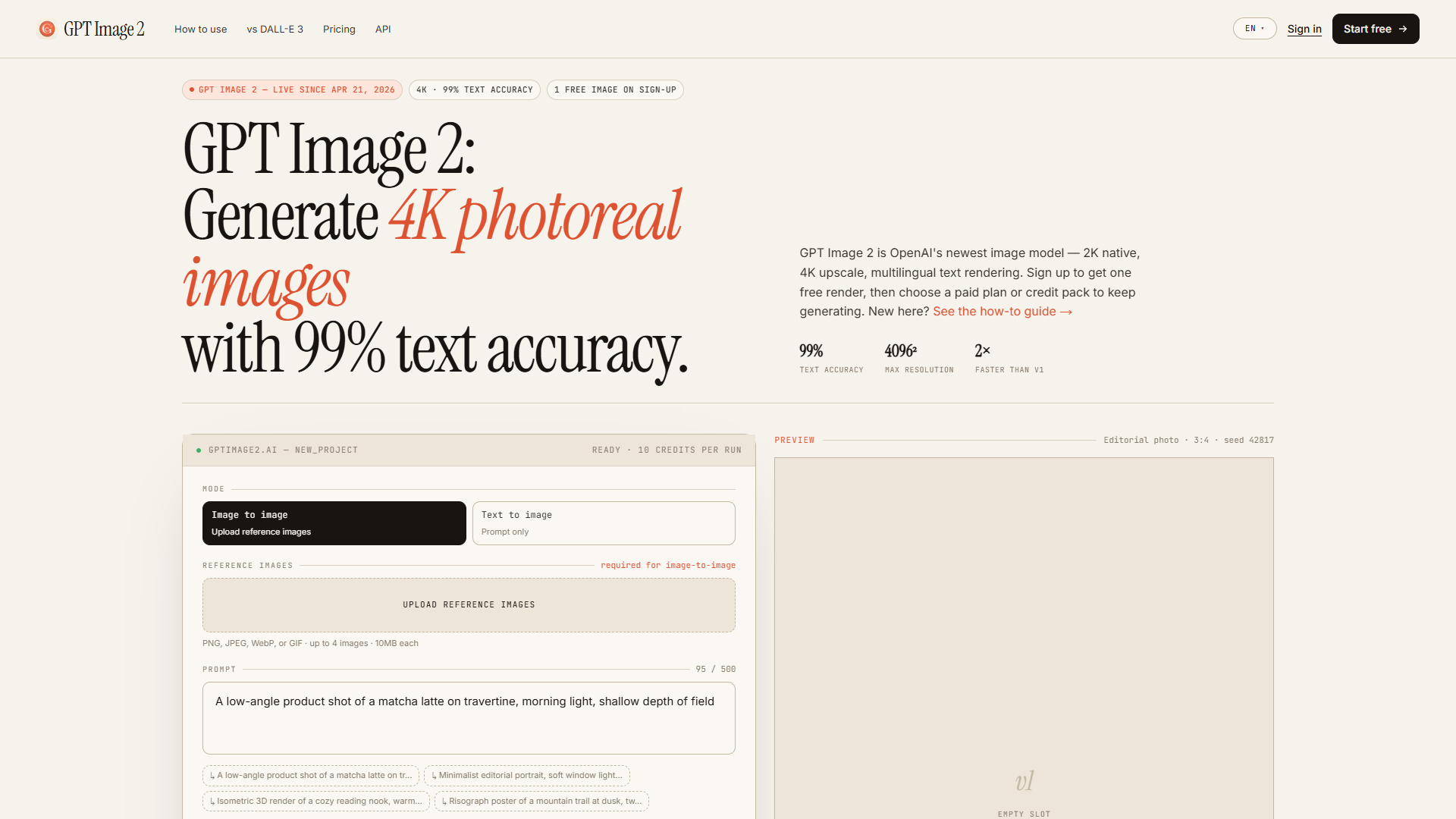 GPT Image 2 product screenshot