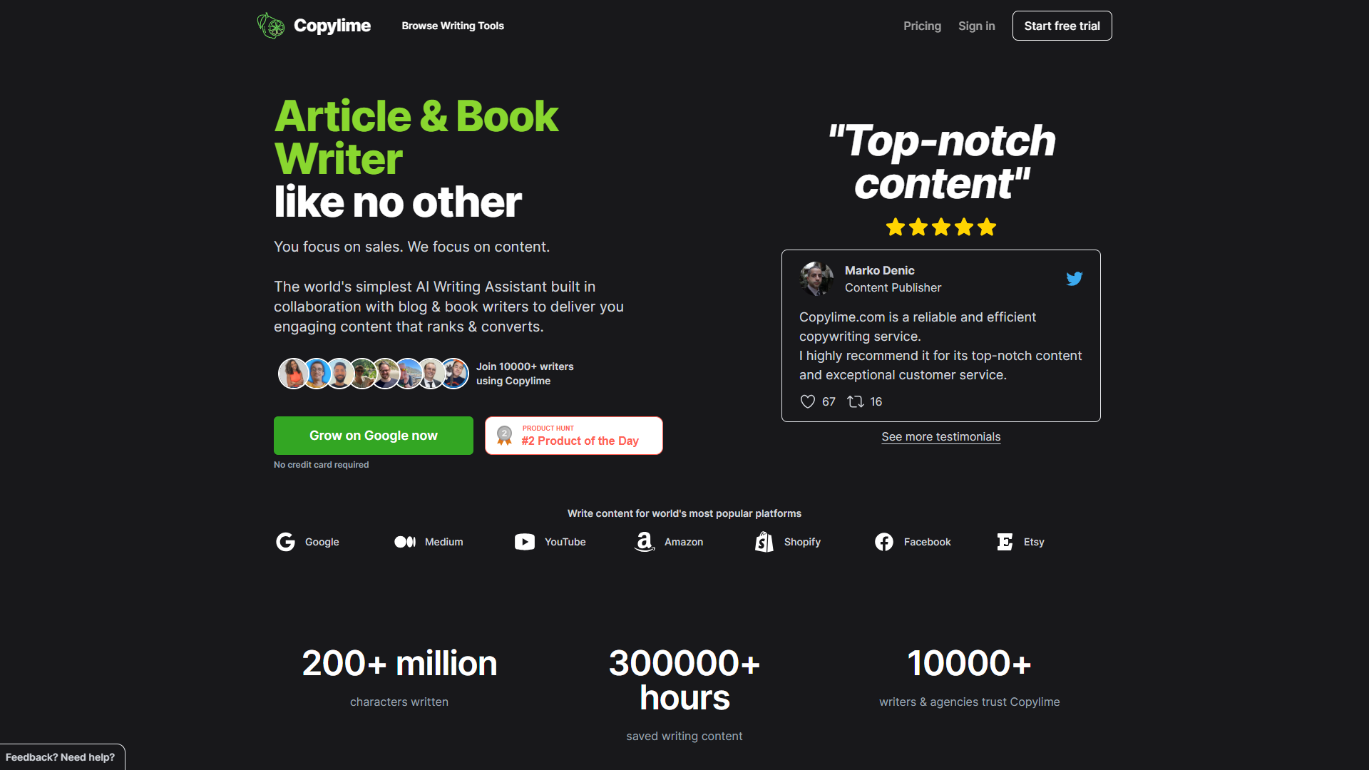 CopyLime product screenshot