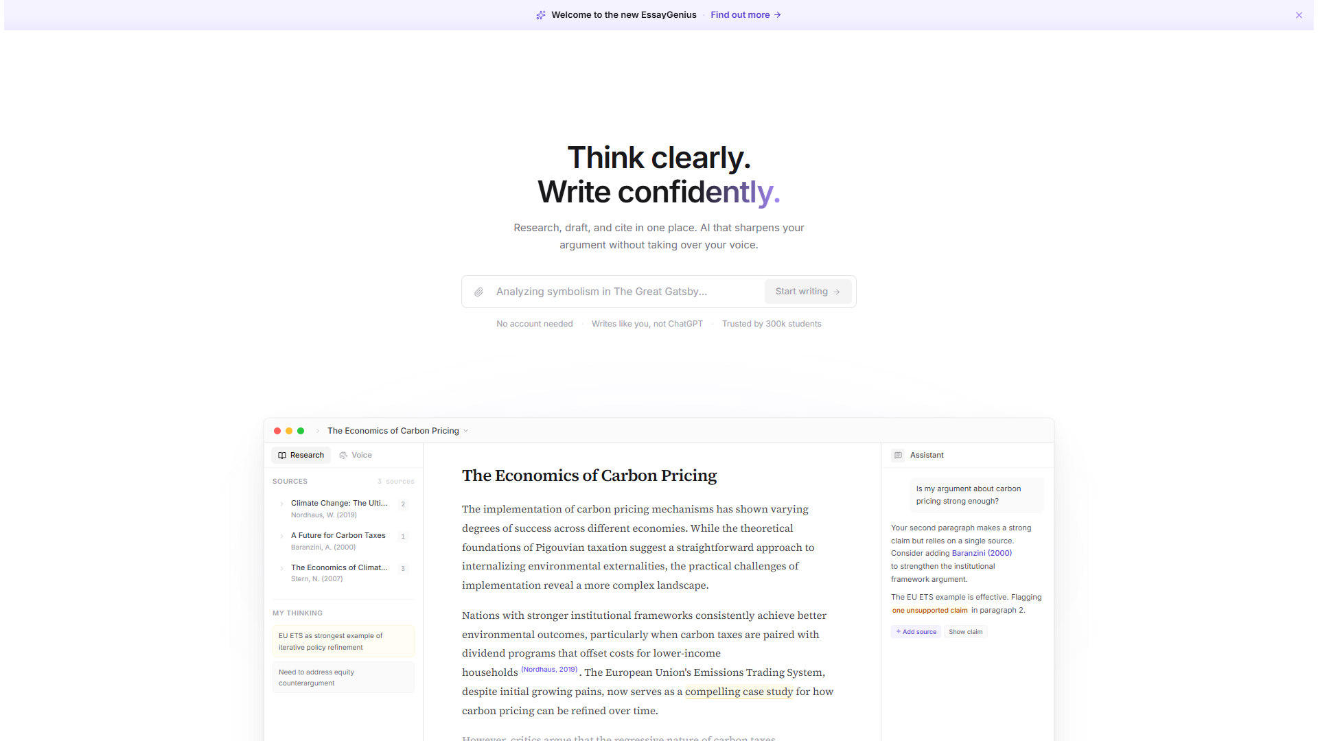 EssayGenius product screenshot