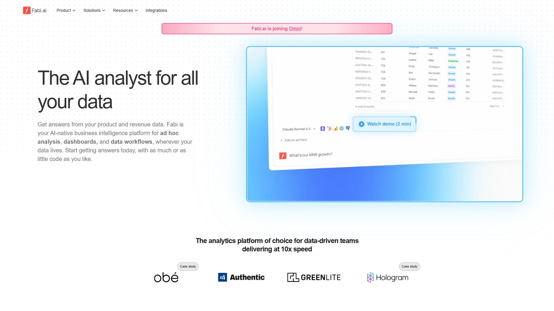 Fabi.ai product screenshot