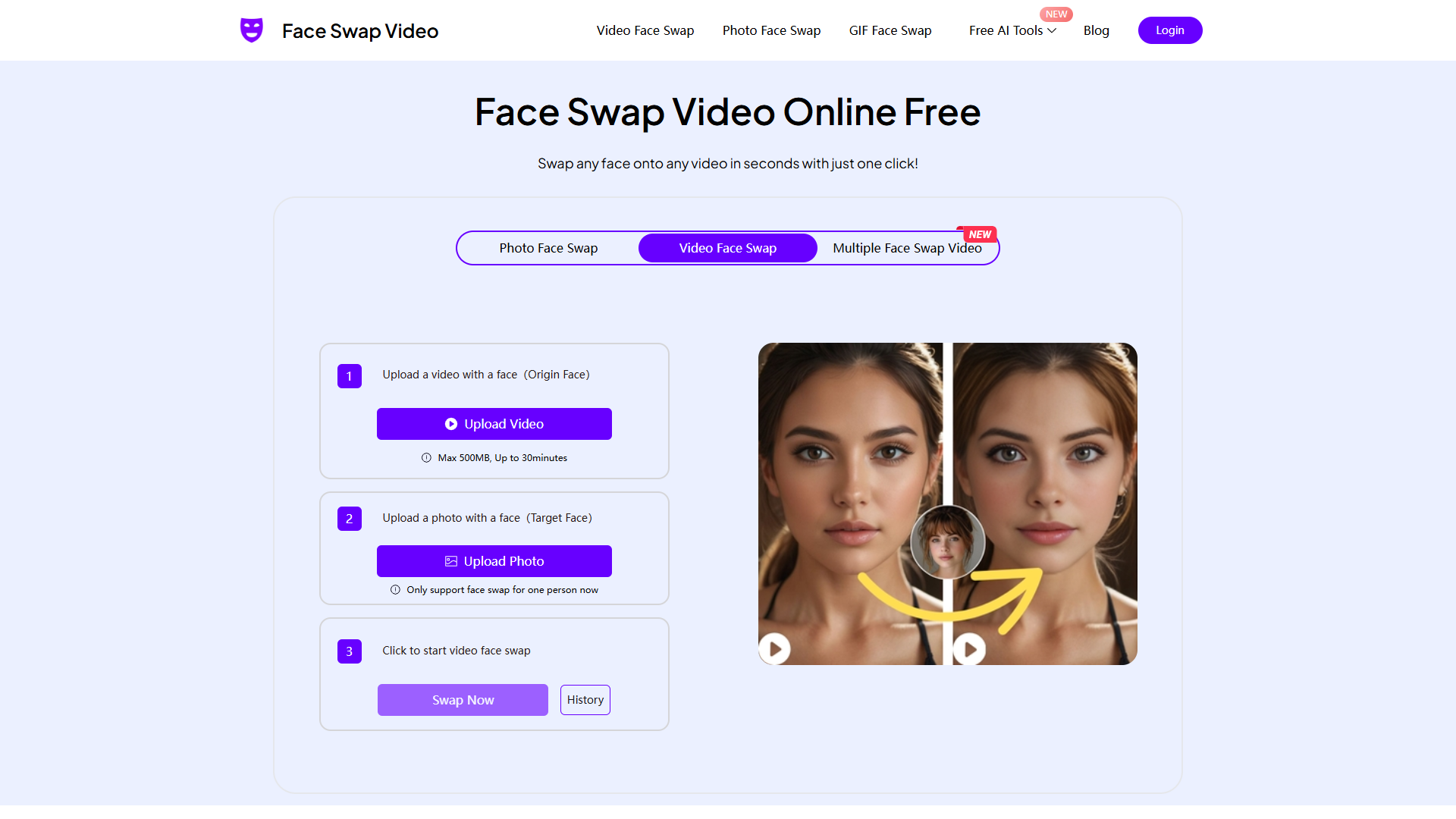 FaceSwapVideo product screenshot