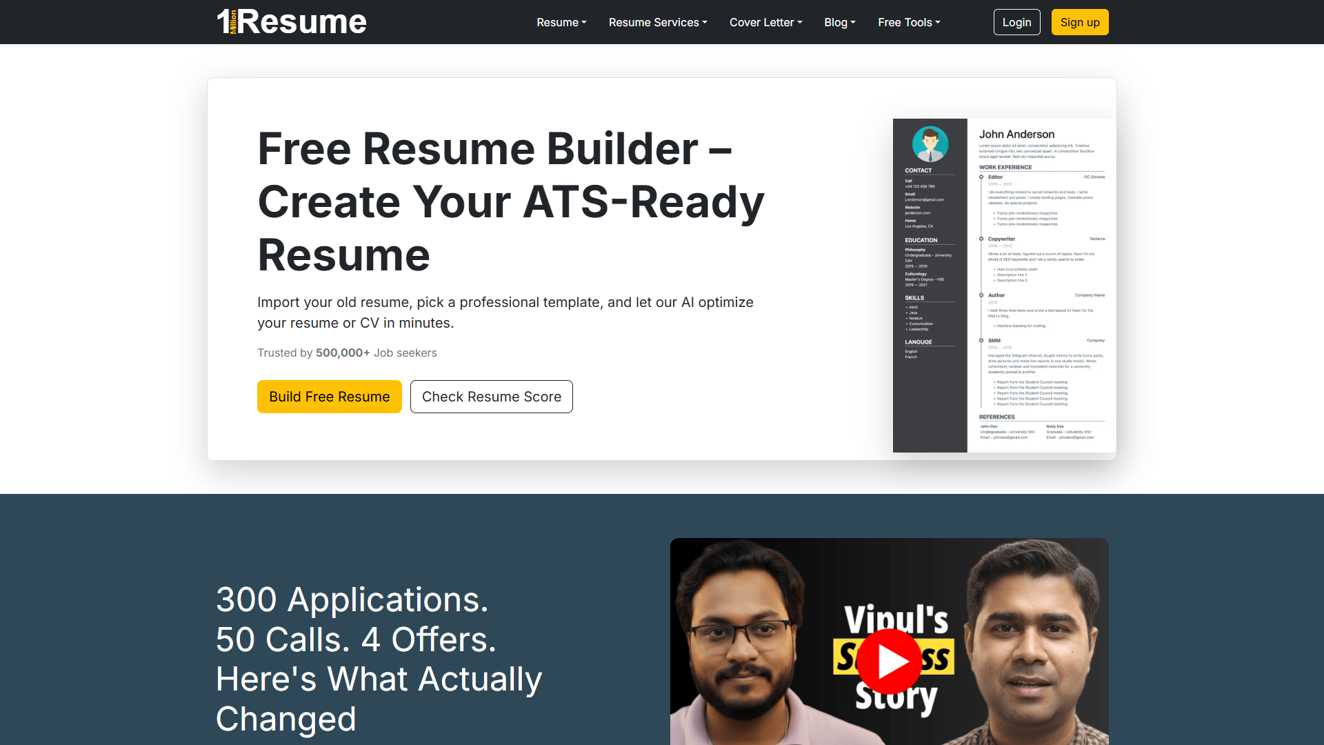 1MillionResume product screenshot