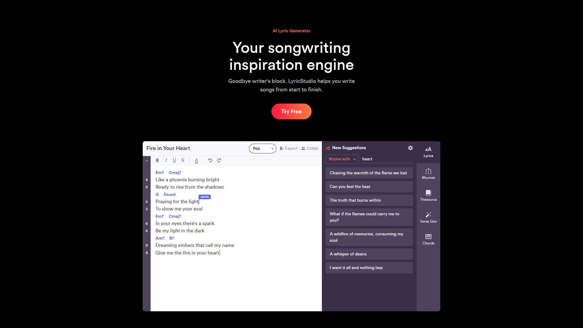 LyricStudio product screenshot
