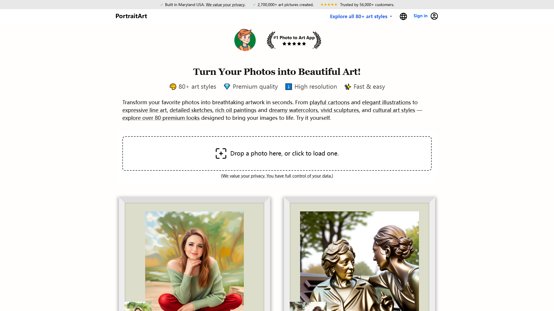 PortraitArt product screenshot