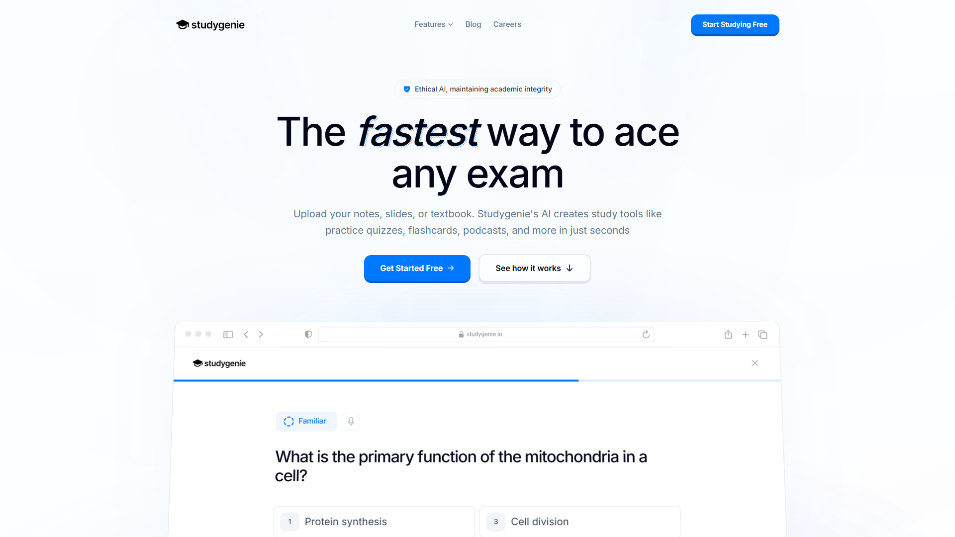 StudyGenie product screenshot