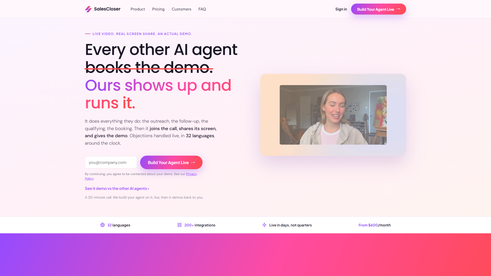 SalesCloser AI product screenshot