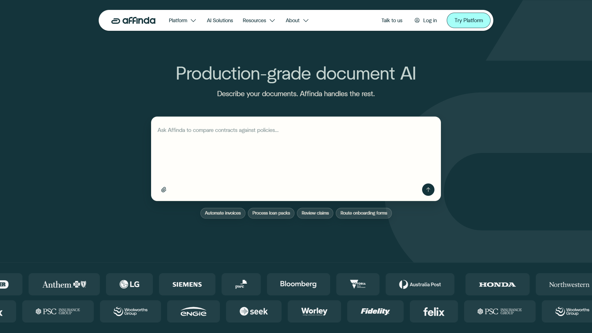 Affinda product screenshot