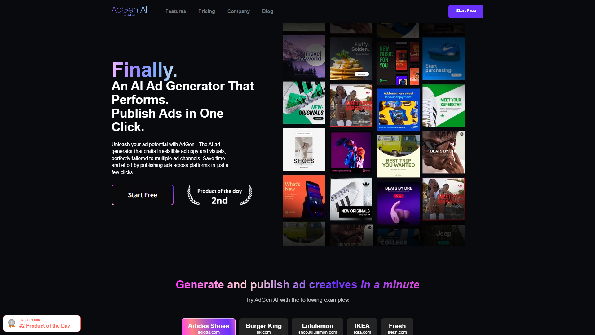 AdGen AI product screenshot