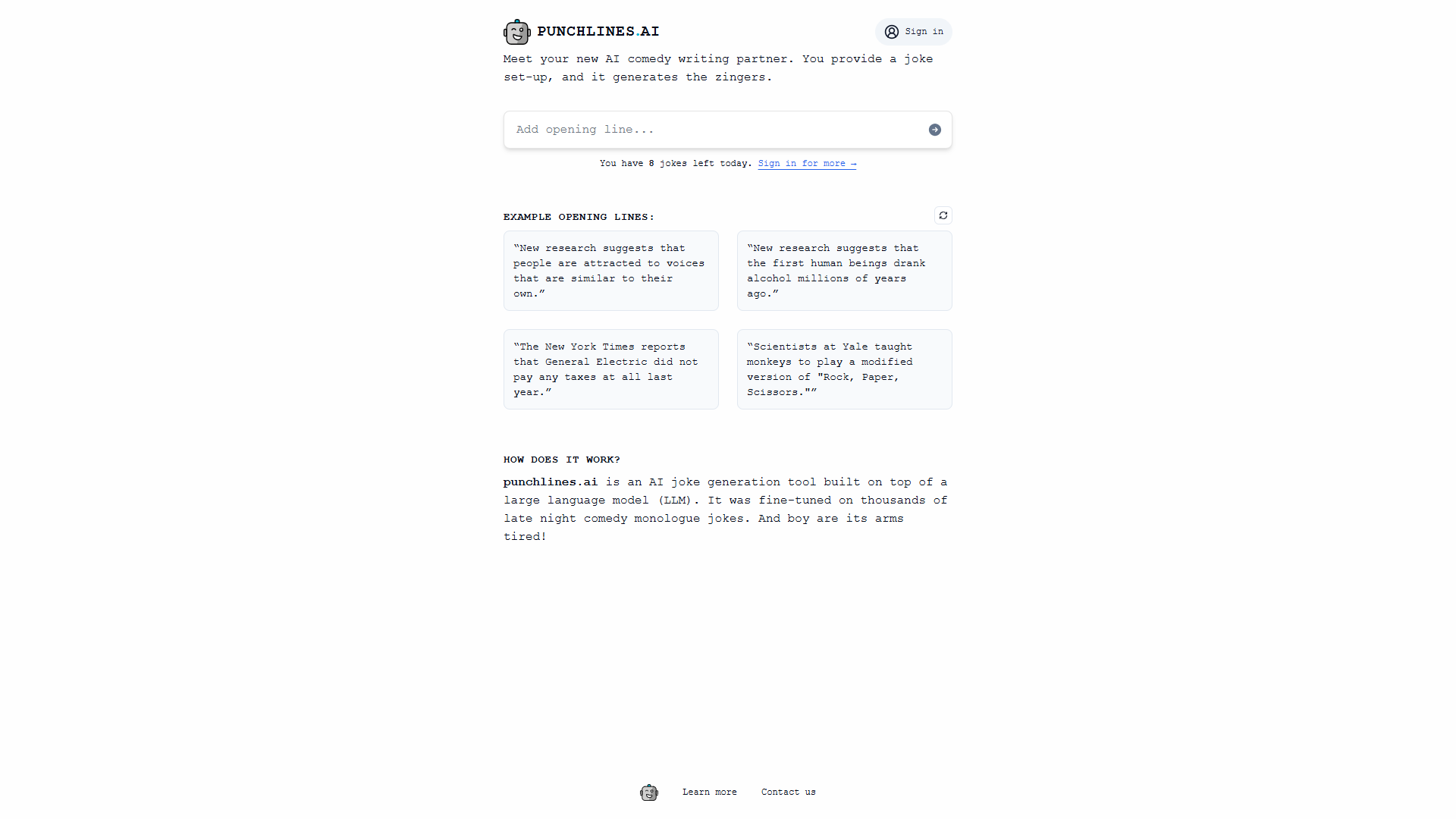 Punchlines AI product screenshot