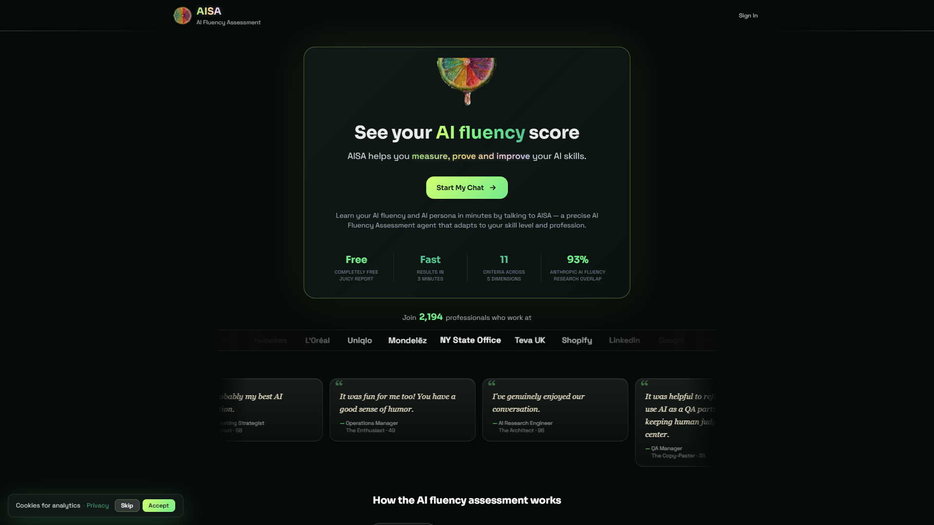 AISA product screenshot