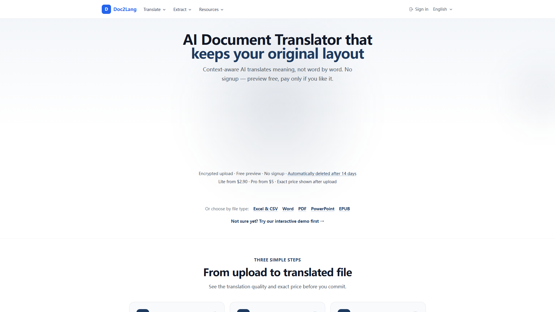 Doc2Lang product screenshot